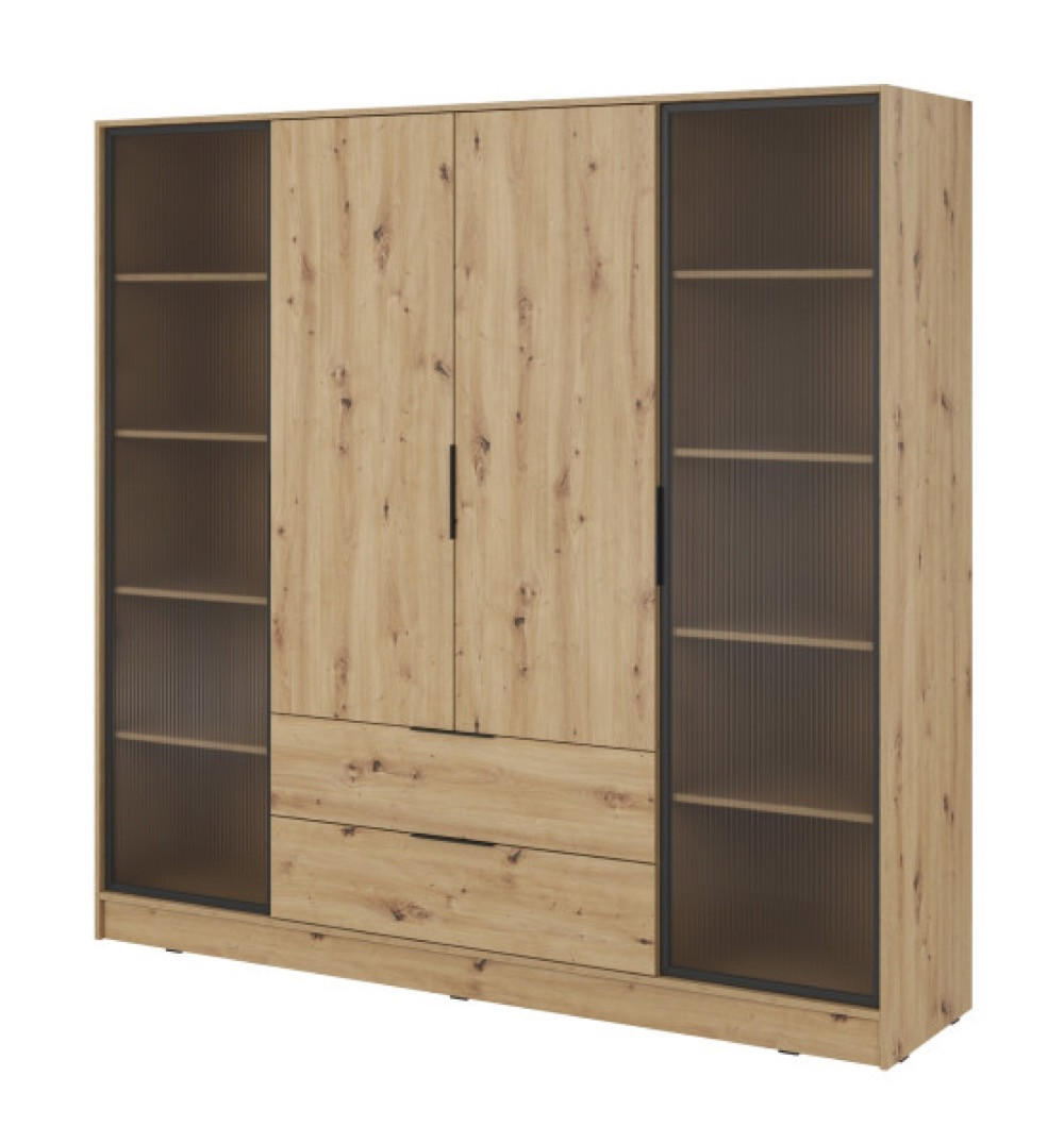 SCHRANK Artisan Eiche Mit Regalen Und Schubladen - Multicolor, Holzwerkstoff (206/200/51cm) - Sepro Meble