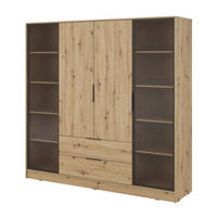 SCHRANK Artisan Eiche Mit Regalen Und Schubladen - Multicolor, Holzwerkstoff (206/200/51cm) - Sepro Meble