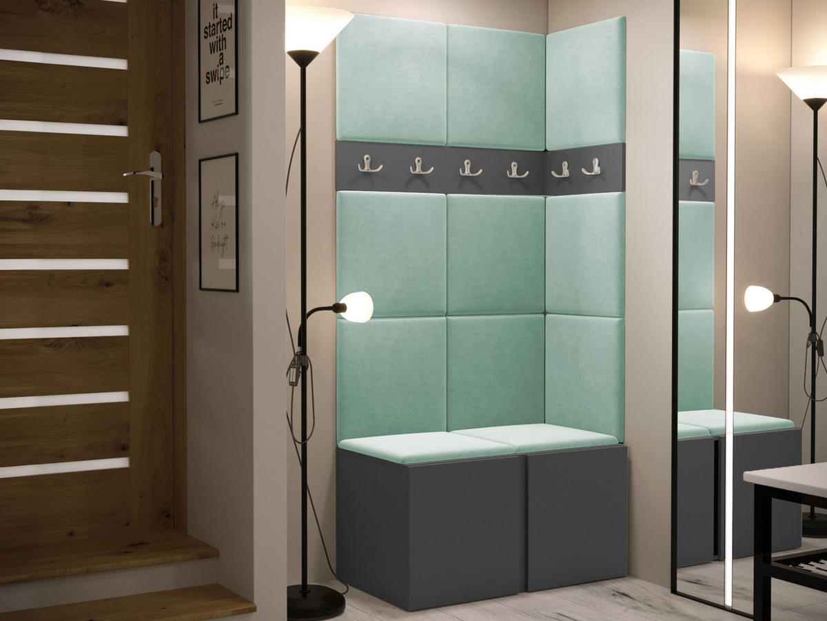 GARDEROBEN-SET Orion I - Graphitfarben/Mintgrün, Holzwerkstoff/Kunststoff (84/186/46cm) - MIRJAN24