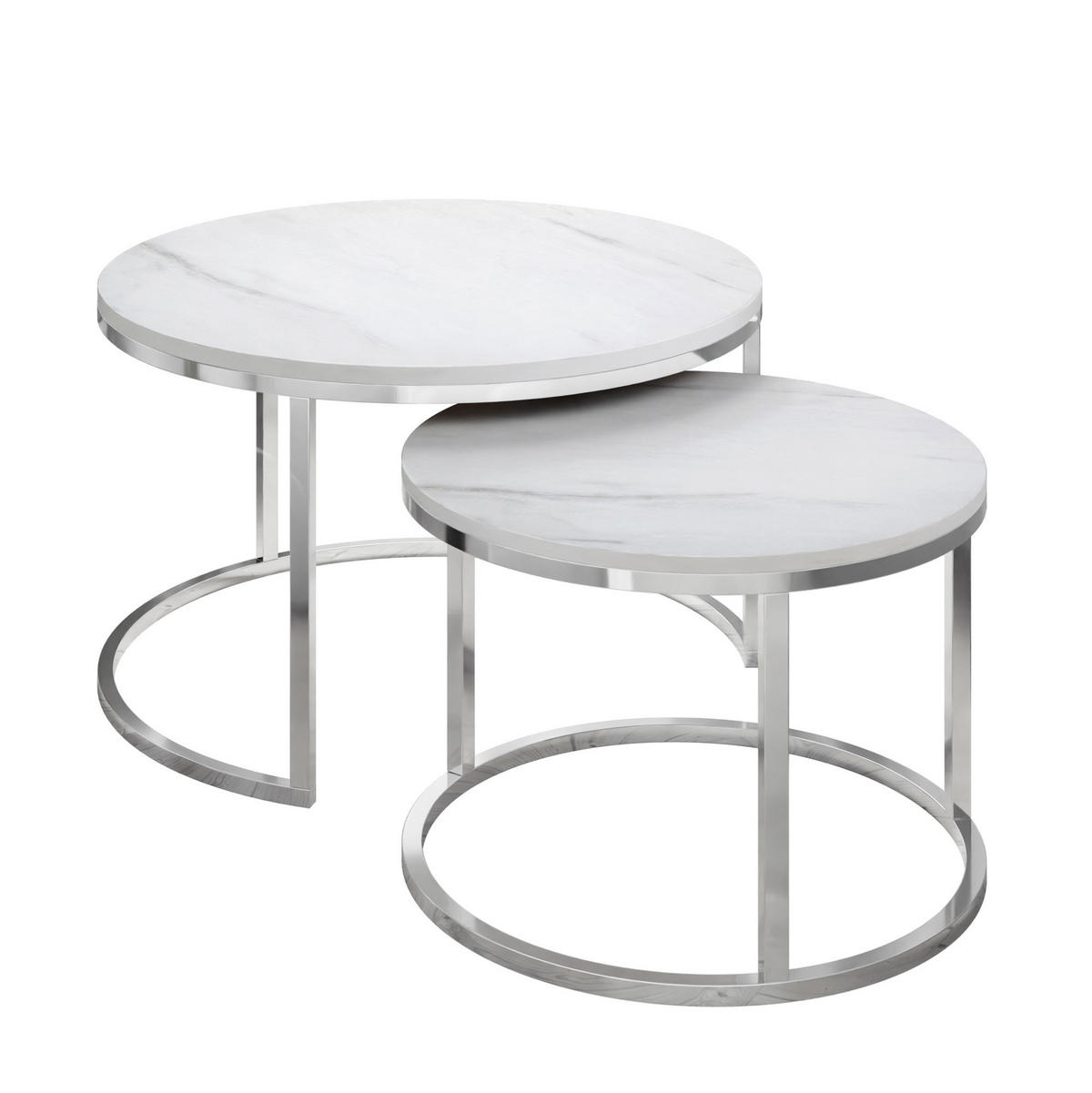 COUCHTISCH 2-in-1 CIRI CHROME LEVANTO - Silberfarben, Holzwerkstoff (70/70/48cm) - Lookway