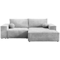 ECKSOFA Pablo Mini mit Schlaffunktion Hellgrau Cord - Hellgrau, Textil (255/148cm) - Bromarkt