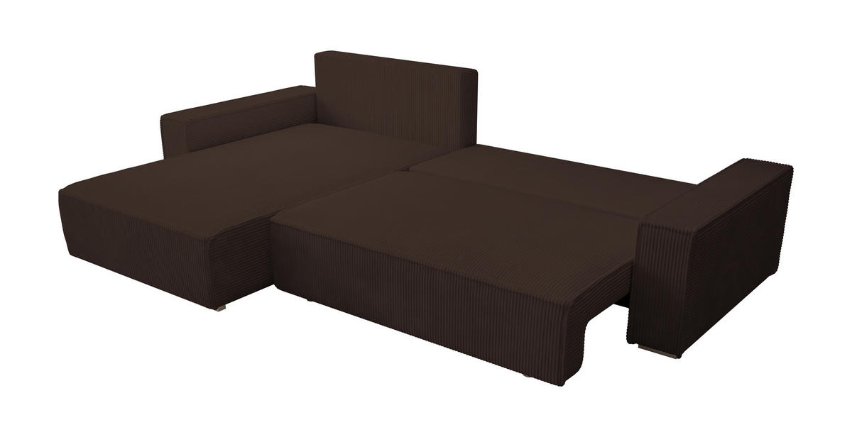 ECKSOFA Alice mit Bettkasten und Schlaffunktion, Cordstoff in L-Form - Braun, Textil (289/184cm)