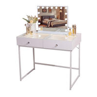 SCHMINKTISCH mit 2 Schubladen 100/55/81 CM und LED Beleuchtung Schminkspiegel Lichtleiste weiß 58/46 cm - Weiß, Holz/Metall (55/81/100cm) - VANITII