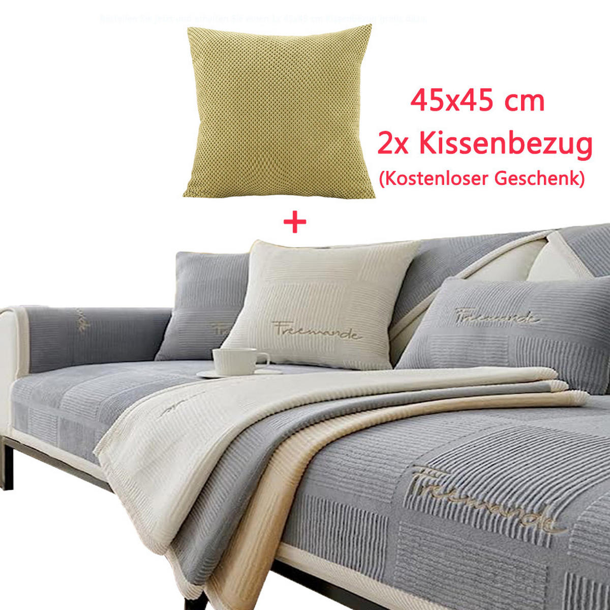 KISSENHÜLLE Polyester 45*45cm,2 Artikel - Violett, Textil (45/45cm)