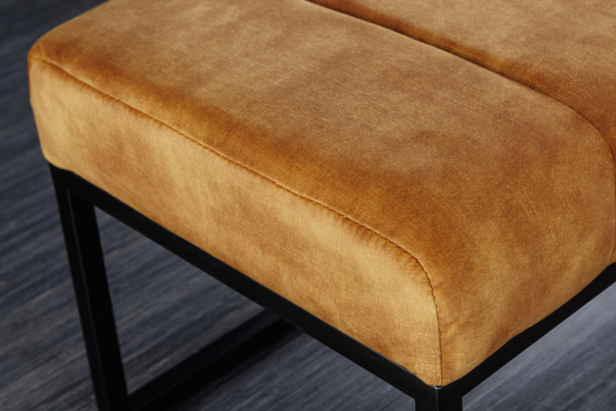 SITZBANK PETIT BEAUTÉ Samt Senfgelb 110 cm - Gelb/Schwarz, Textil/Metall (108/40/40cm) - riess-ambiente