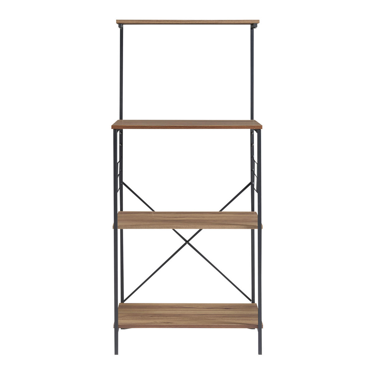 KÜCHENREGAL Billund - Walnussfarben/Schwarz, Holzwerkstoff/Metall (60/133/42cm) - [en.casa]