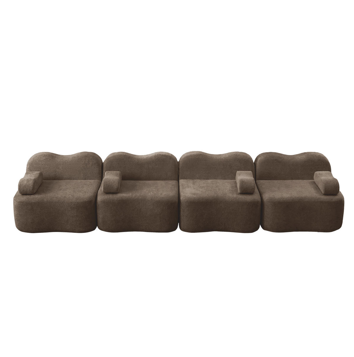 MODULARES 4-Sitzer Sofa aus Samt mit tiefer Sitzfläche Braun - Braun, Textil (98/70/384cm) - Modenvie