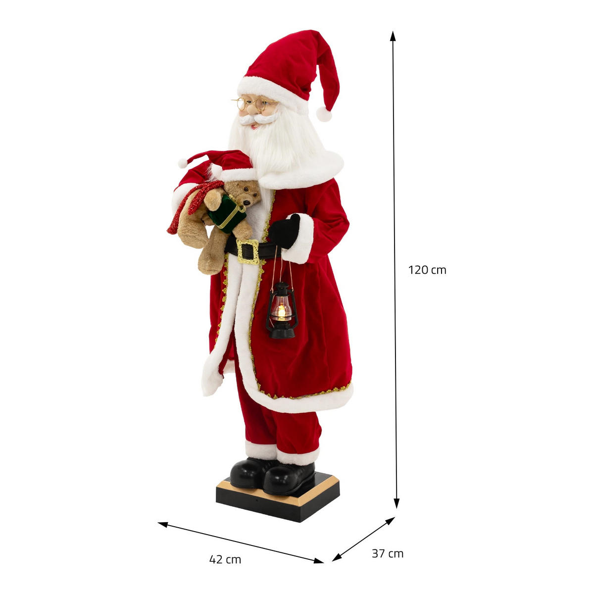 WEIHNACHTSMANN DEKOFIGUR 120 cm mit LED Licht, Bewegung und Sound - Multicolor, Kunststoff (42/120/37cm) - ECD-Germany