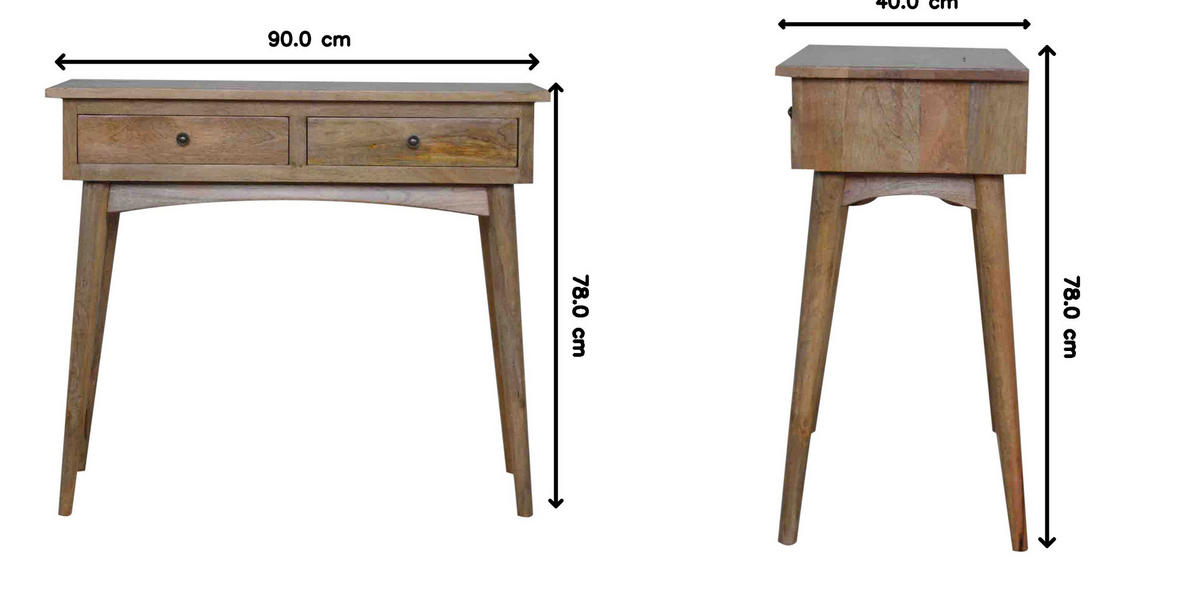 KONSOLENTISCH Für den Flur, 2 Schubladen, Nordische Beine, Braun - Beige/Messingfarben, Holz/Metall (40/90/78cm) - Artisan Furniture