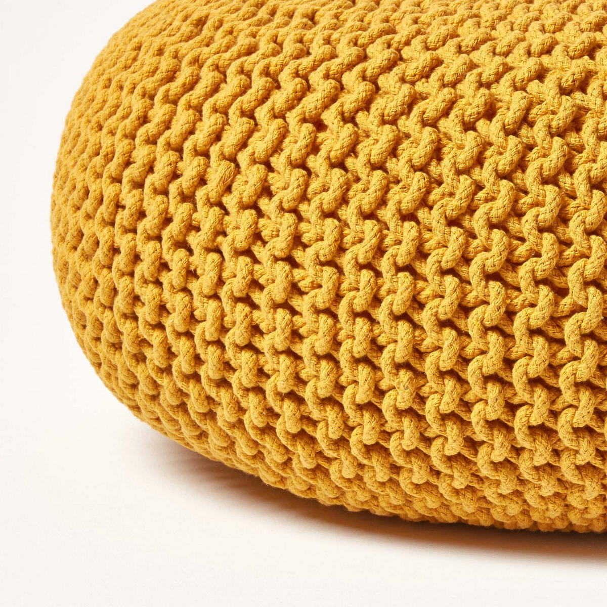 STRICK-POUF senfgelb, Bodenkissen rund 70/70/23 cm - Currygelb, Textil (70/23/70cm) - Homescapes