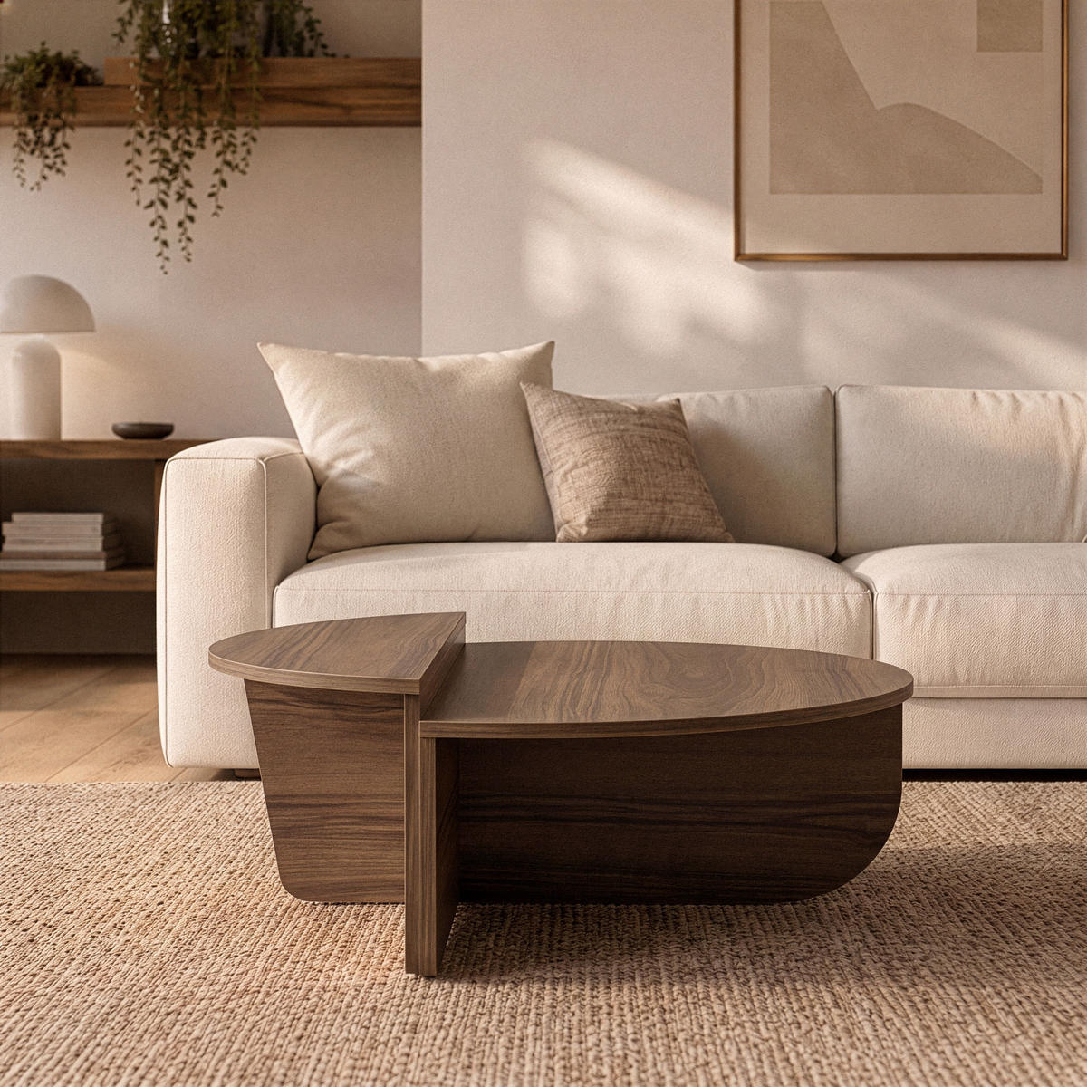 COUCHTISCH (2er-Set) orion 90/90/35 cm - Nussbaumfarben, Holzwerkstoff (9.5/90/35cm) - Calicosy