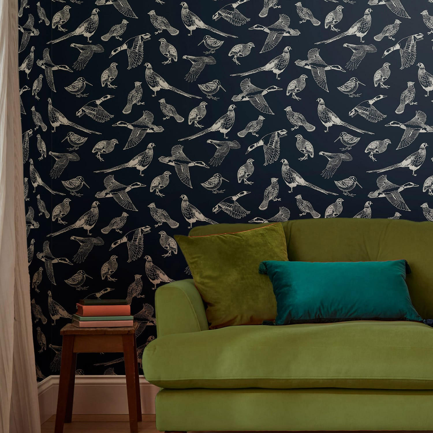 VLIESTAPETE - Landhaus-Vögel Mitternacht - Blau, Papier/Kunststoff (52/1000cm) - Joules