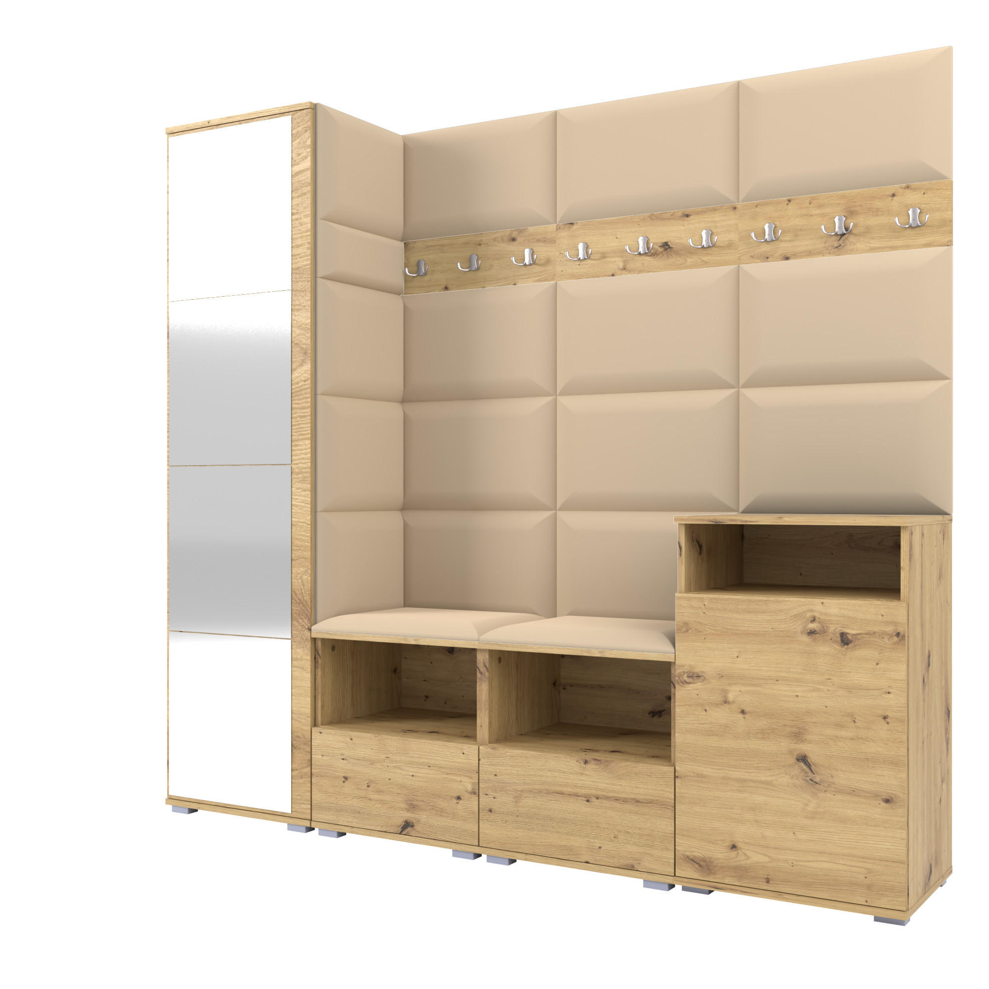 Ravio Garderobe Eiche Artisan, Beige 200x187x40 cm