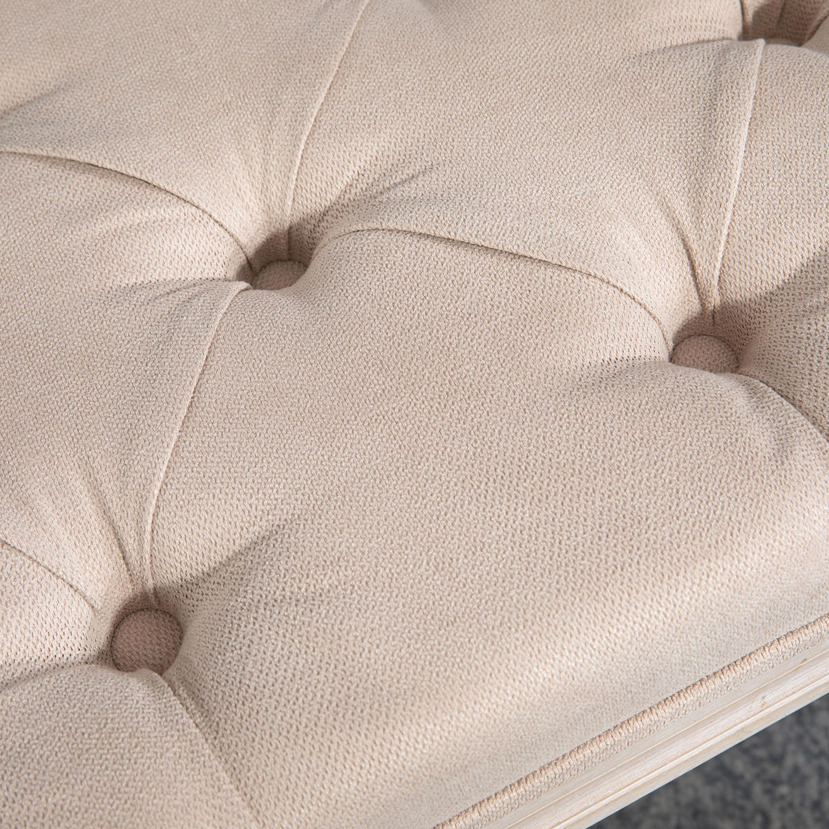 SITZBANK DE-09033 Vintage-Design mit Knopfheftung Creme - Beige, Holzwerkstoff (80/43/40cm) - ComfortXL