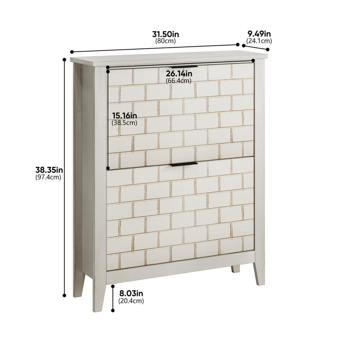 SCHUHSCHRANK aus MDF & Spanplatte in Weiß mit 2 Schubladen - Weiß, Holzwerkstoff (80/97.5/24cm) - Modfu