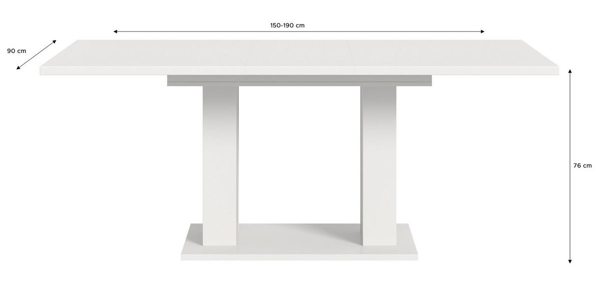 ESSTISCH MOTION (B/H/T: ca. 150/76/90 cm) in Weiß/weiß - Weiß, Holzwerkstoff (90/150/76cm)