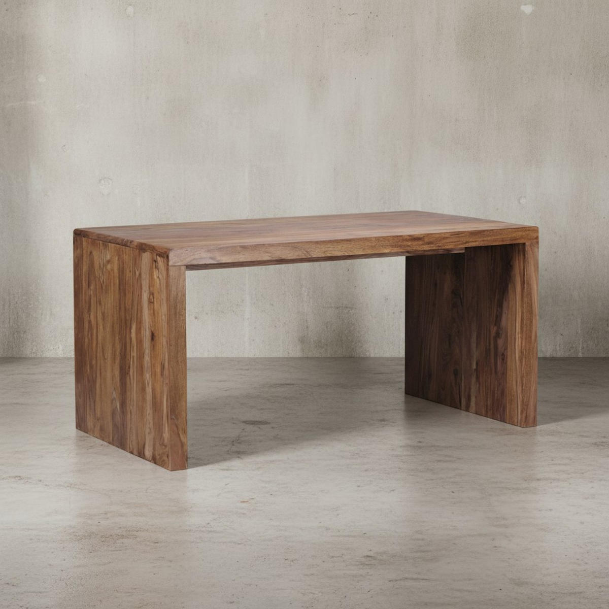 SCHREIBTISCH Massivholz Stauraum Abgerundete Ecken, Braun 160x80x76 cm - Braun, Holz (80/160/76cm) - KADIMA DESIGN