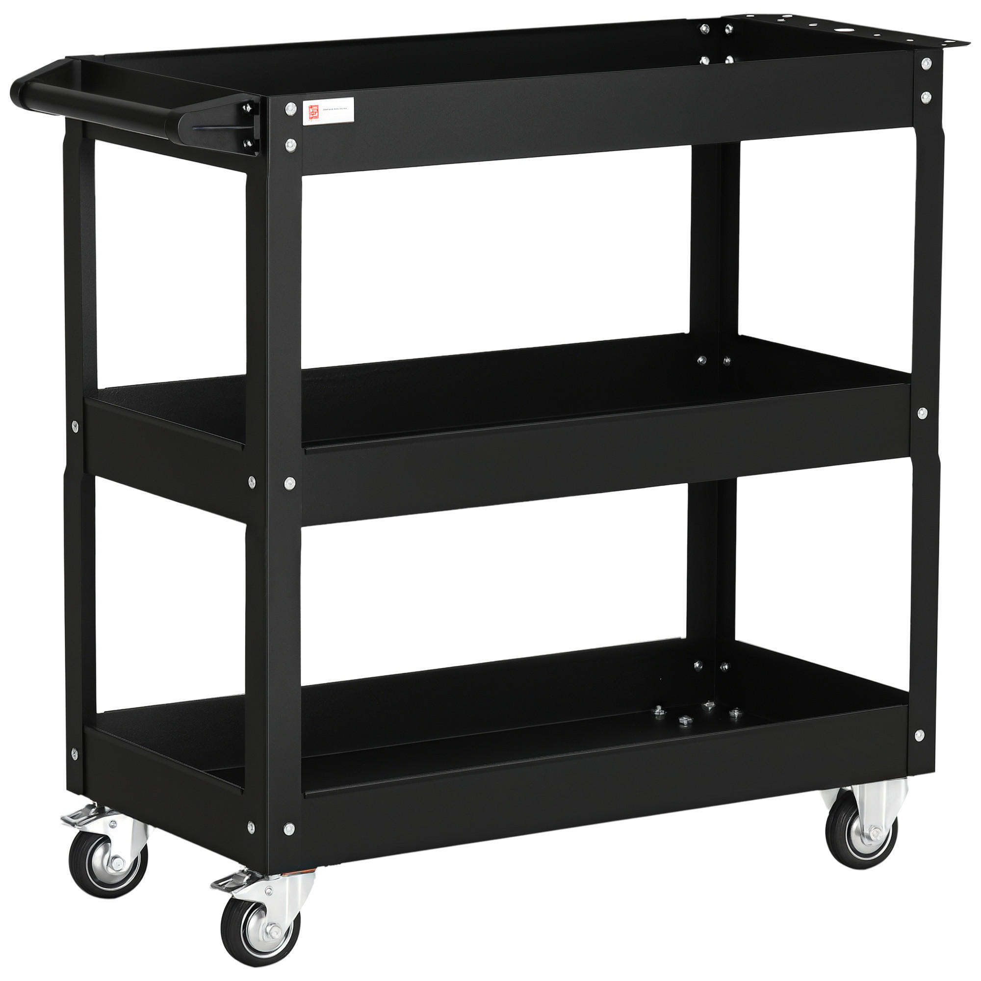 WERKZEUGWAGEN DE-09495 3-stufig mit 4 Rollen Schwarz - Schwarz, Metall (35.3/76/83cm) - ComfortXL