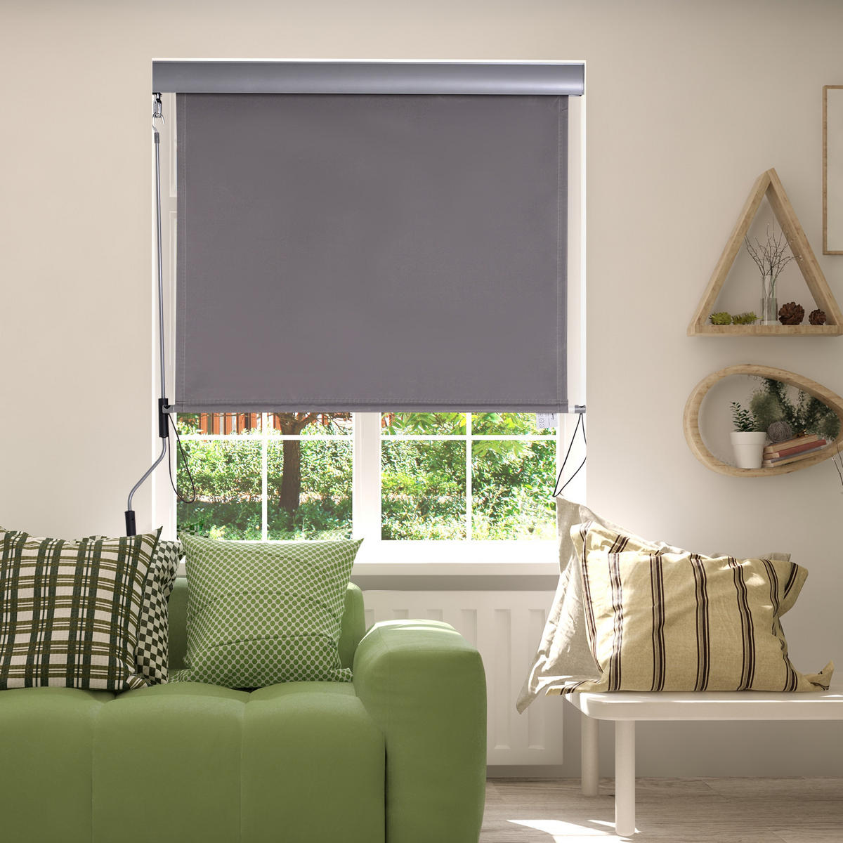 SENKRECHTMARKISE, Aluminium, Grau - Grau, Metall (120/200/200cm) - Outsunny