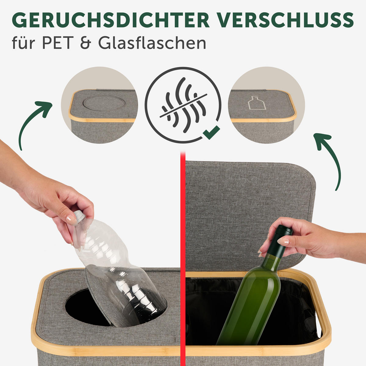 PFANDFLASCHEN-SAMMELBEHÄLTER 150L Grau (2 Fächer) - Grau, Kunststoff (37/4/57cm) - Blumtal