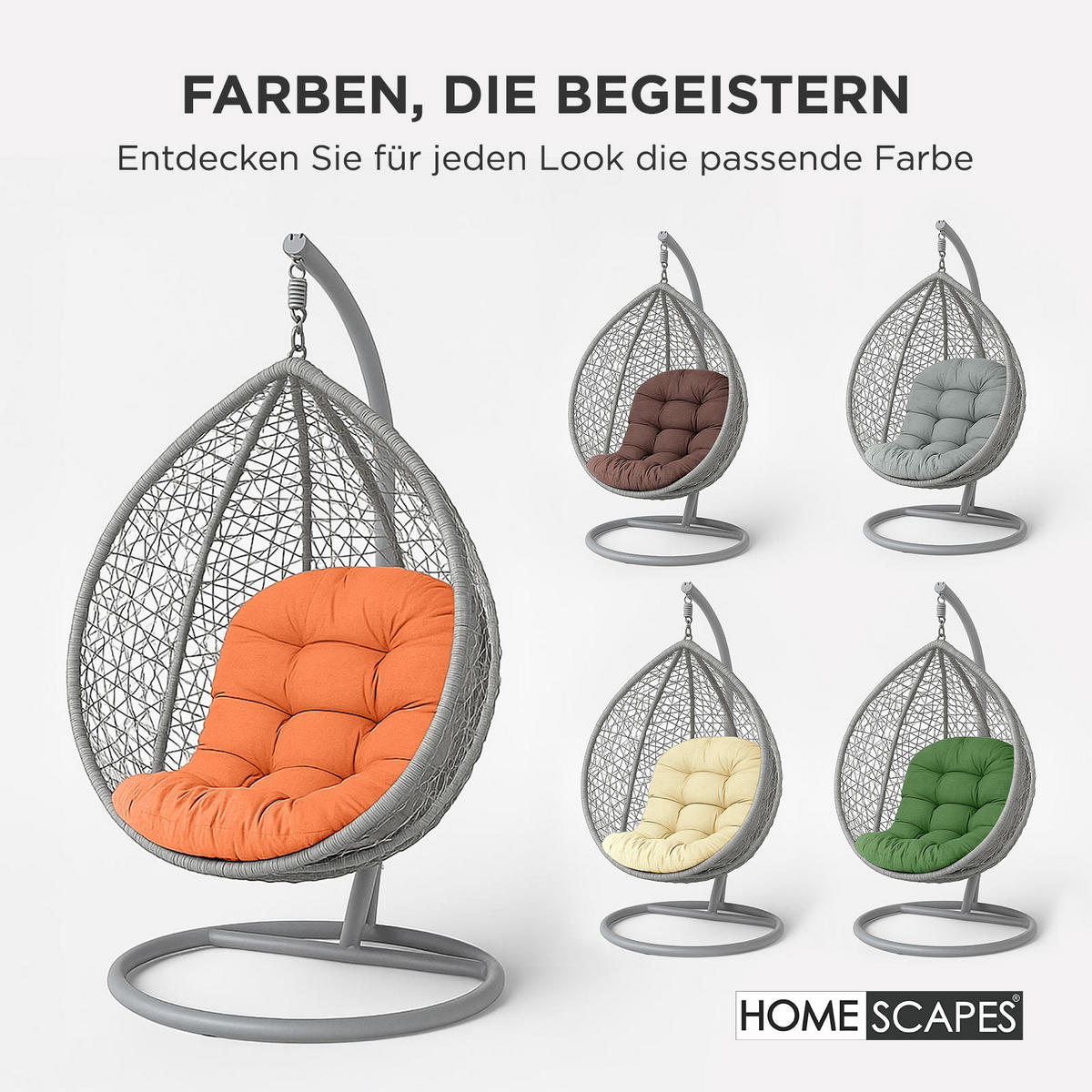 HÄNGESESSEL-KISSEN braun – halbrund, 80/120 cm - Braun, Textil (80/12/120cm) - Homescapes