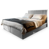 POSTEL BOXSPRING MURLO 160x200 cm, s matrací a úložným prostorem, světle šedá - světle šedá, kompozitní dřevo/textil (160/200cm) - MASSENO