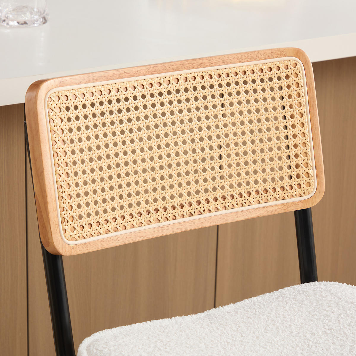 BARHOCKER DE-36899 2er-Set mit Holzrahmen und Rattan-Optik Elfenbein - Creme, Metall (53.5/98/47cm) - ComfortXL