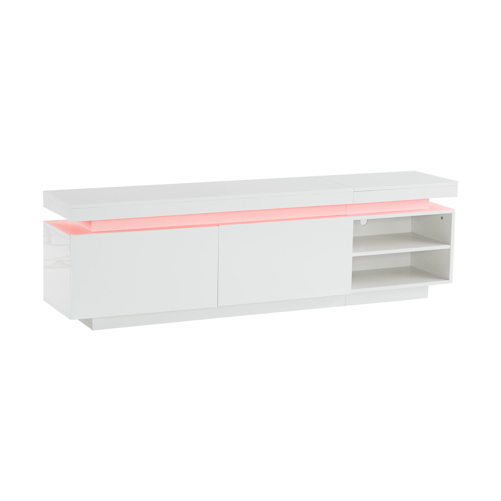 LOWBOARD DE-40309 mit LED und Hochglanzfront Weiß - Weiß, Holzwerkstoff (170/50/35cm) - ComfortXL