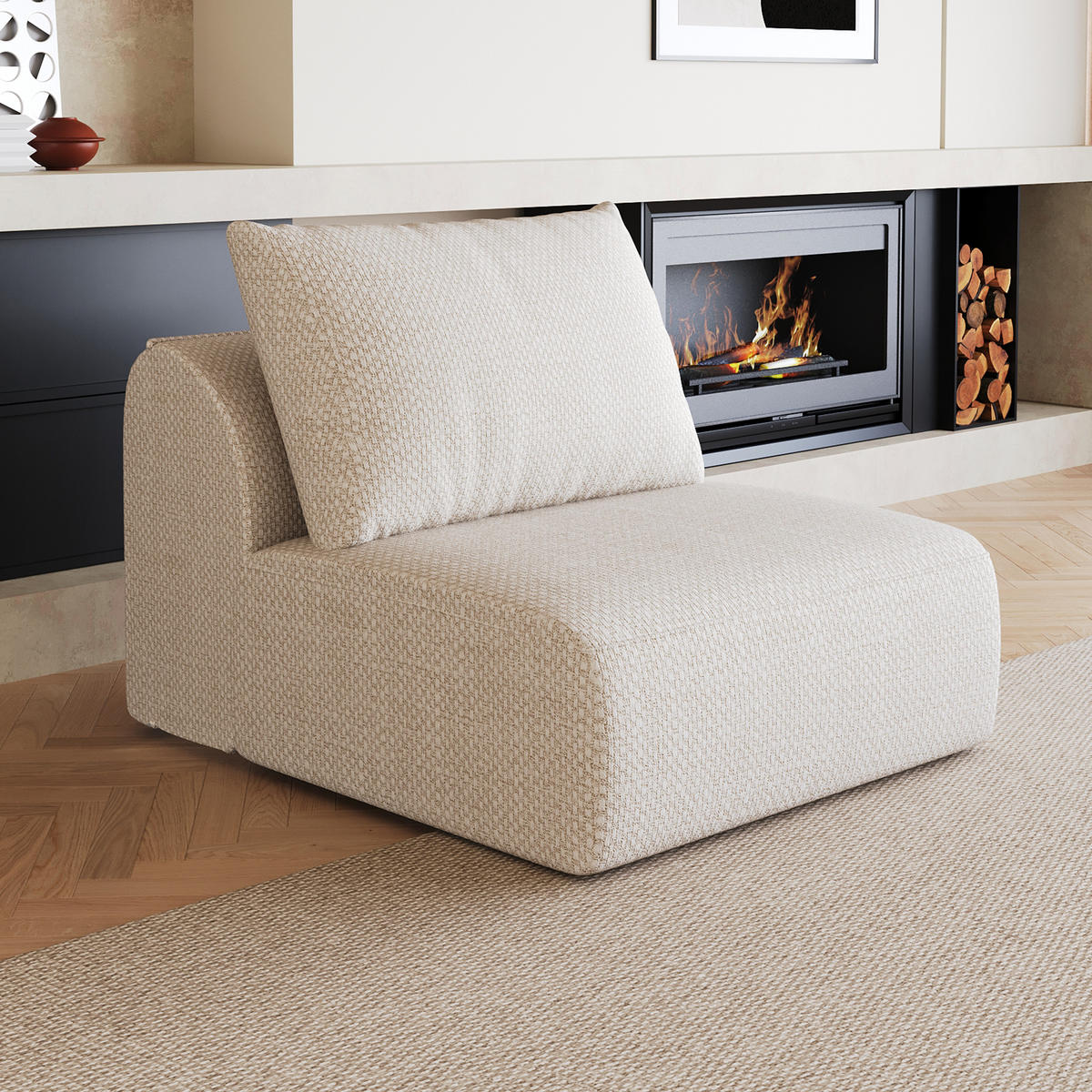 SOFAELEMENT DE-34711 1‑Sitzer‑Modul Weiß - Weiß, Textil (80/85/70cm) - ComfortXL