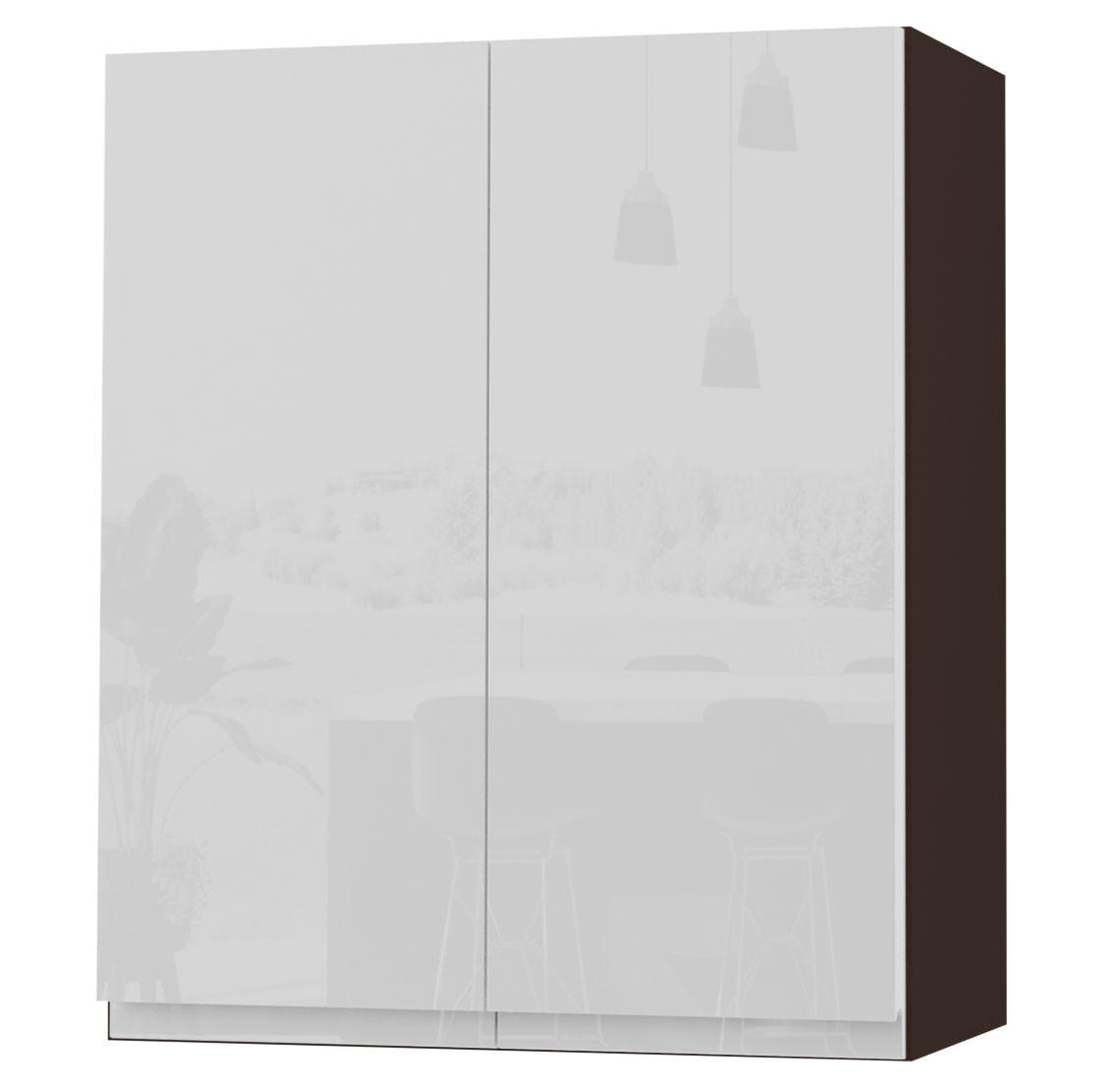 HÄNGESCHRANK Florence W3/60 Lava / RAL 9003 signalweiß HG 60 / 32,5 / 72cm - Dunkelgrau/Weiß Hochglanz, Holz/Holzwerkstoff (60/72/32.5cm) - Feldmann-Wohnen