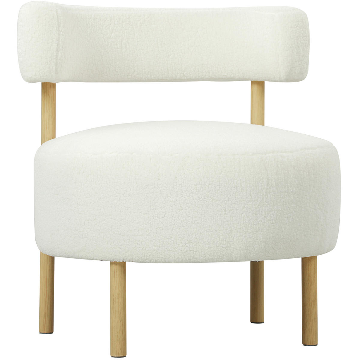 RELAXSESSEL DE-06550 Sherpa-Fleece, Metallbeine in Holzoptik Cremeweiß - Creme, Holz/Textil (67/71/67cm) - ComfortXL