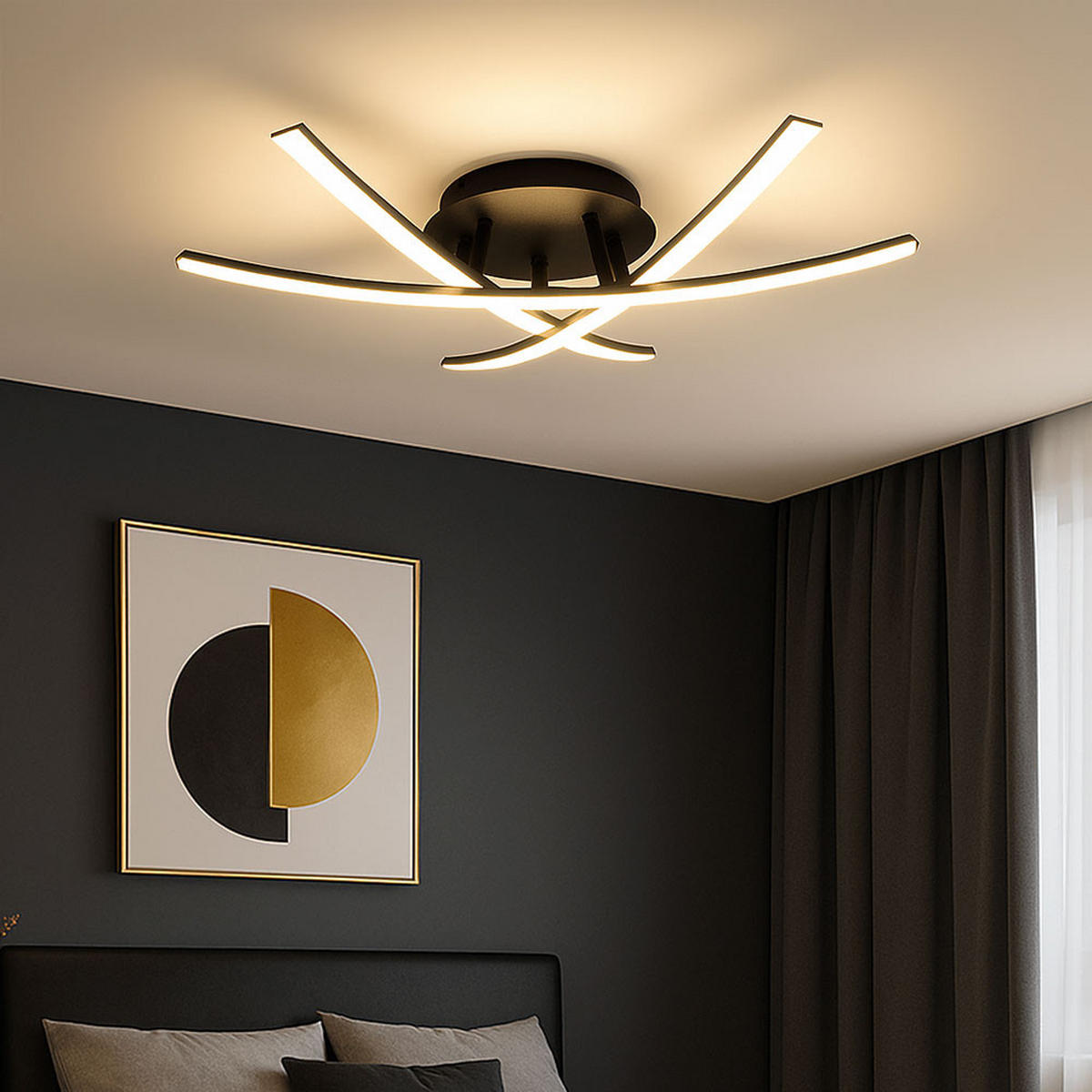 LED DECKENLEUCHTE Metall Schwarz - Schwarz, Metall (41/46/12.5cm)