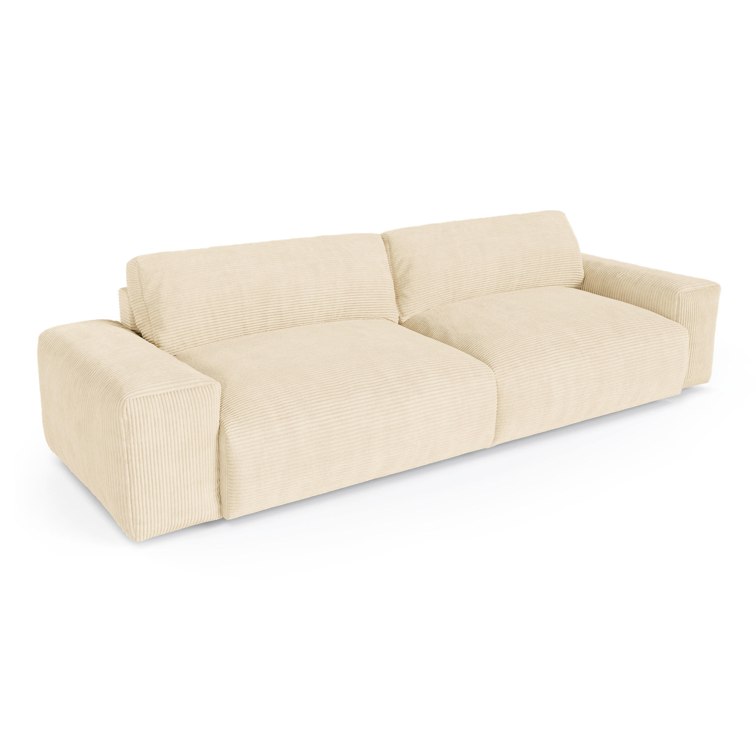 SOFA 3-SITZER Gerippter Samt Creme 220cm - Creme, Textil (220/47/120cm) - Sia Home