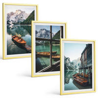 BILDER SET 3er Set - 40x60 cm Goldrahmen - Bootshaus am Bergsee - Goldfarben, Kunststoff (40/60cm) - TULUP