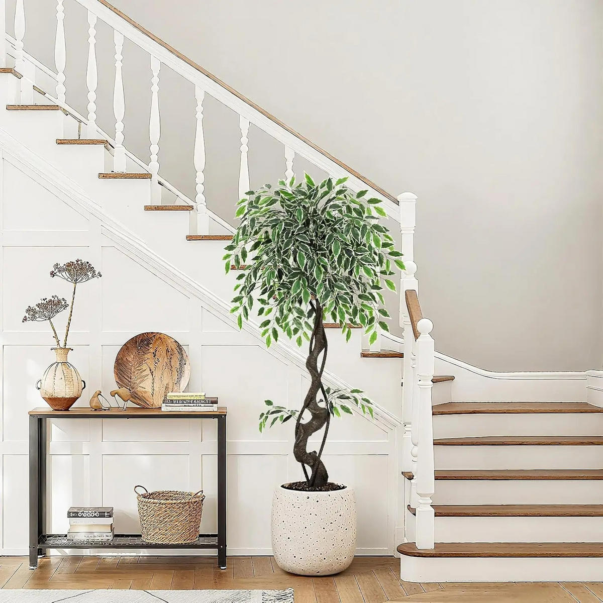 KUNSTPFLANZE Ficus Style 120cm Grün mit weißem Topf - Grün, Kunststoff (120cm) - Coonoor