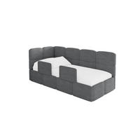EINZELLBETT Jugendbett mit Bettkasten und Matratze H3/H4, Rechts - KIVY 80x200 Dunkelgrau - Schieferfarben, Holzwerkstoff/Textil (80/200cm) - ALTDECOR
