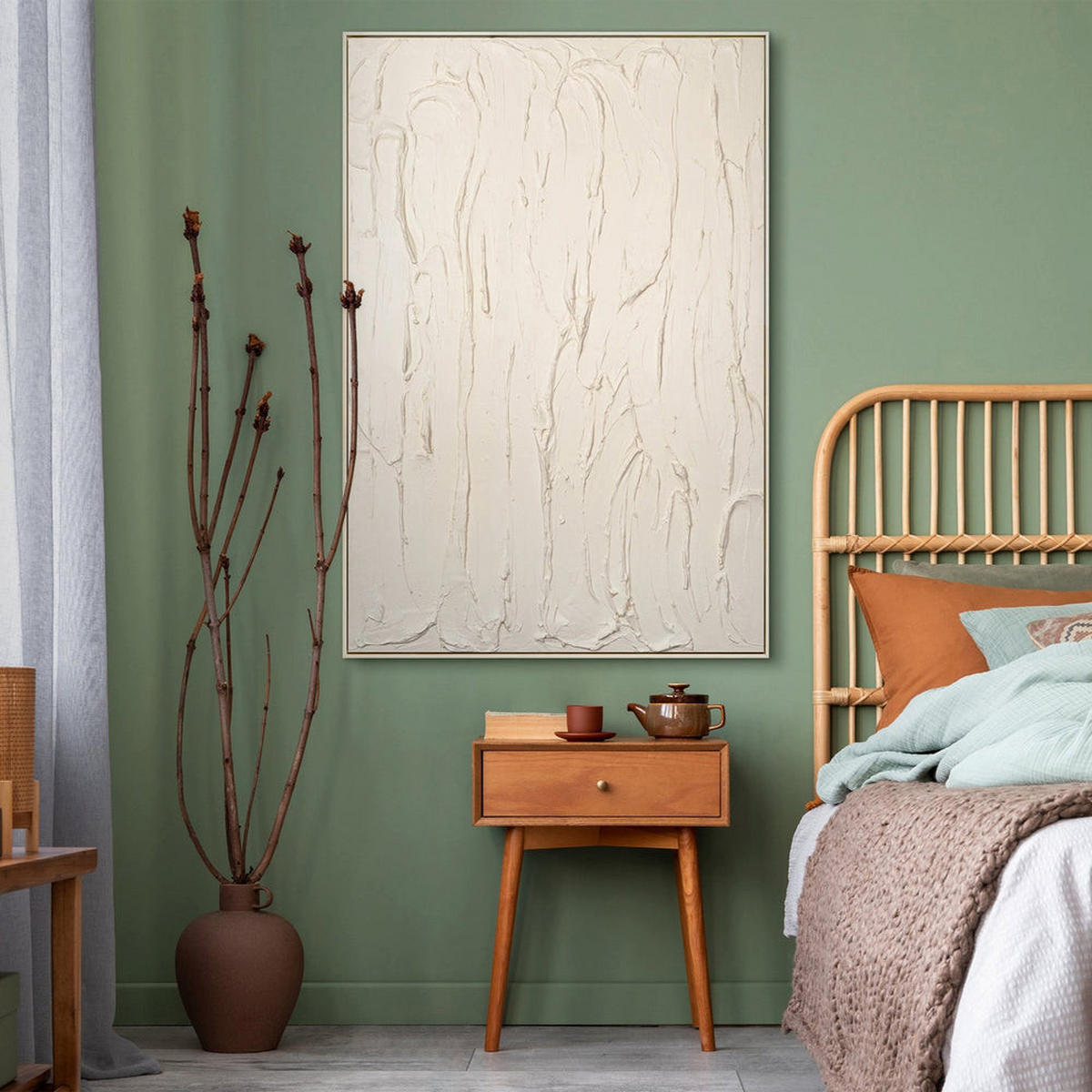 GEMÄLDE Schleier Schattenfugenrahmen Beige 120x80 cm - Beige, Holz (120/80cm) - YS-art gallery