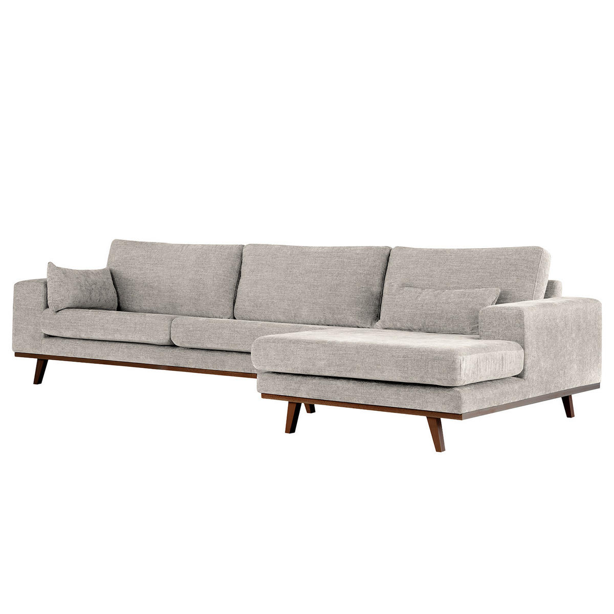 ECKSOFA mit Longchair - Buchefarben/Grau, Buchenholz/Textil (281/153cm) - home24