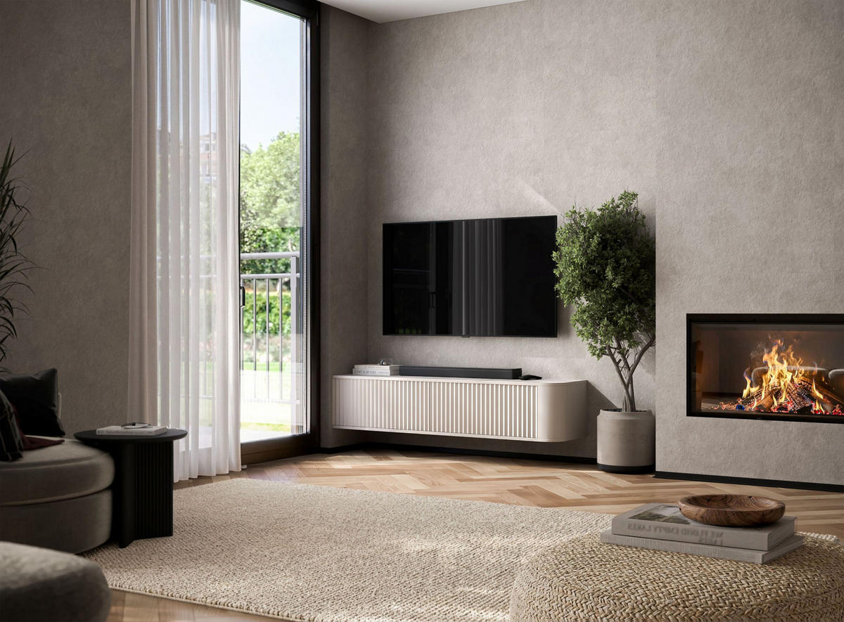TV stolek Aurora kašmírový matný 140 cm - kašmírová, kompozitní dřevo (140/30/35cm) - Meble Lindner