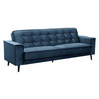 SOFA 3-Sitzer mit Bettfunktion Kaycee Samtvelours dunkelblau - Dunkelblau, Kunststoff (78/84/240cm) - 58aufmkessel