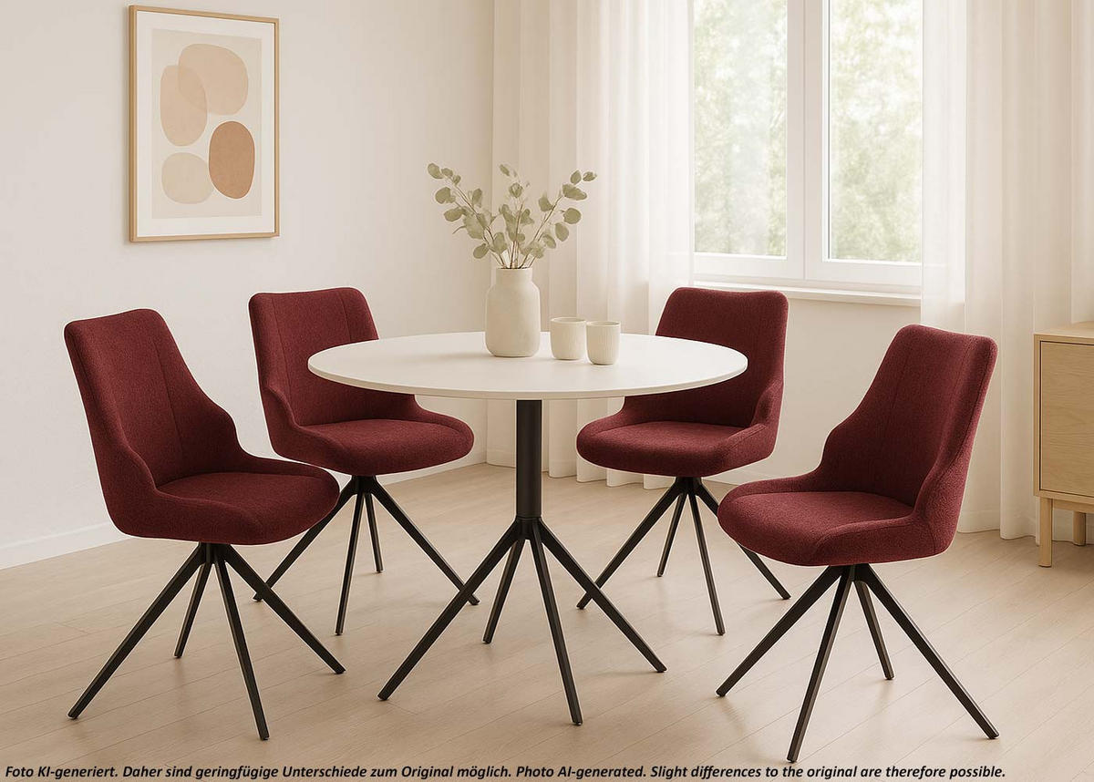 ESSZIMMERSTUHL Schwarz, Bordeaux 2er-Set - Bordeaux/Schwarz, Textil (55/88/62cm) - MCW