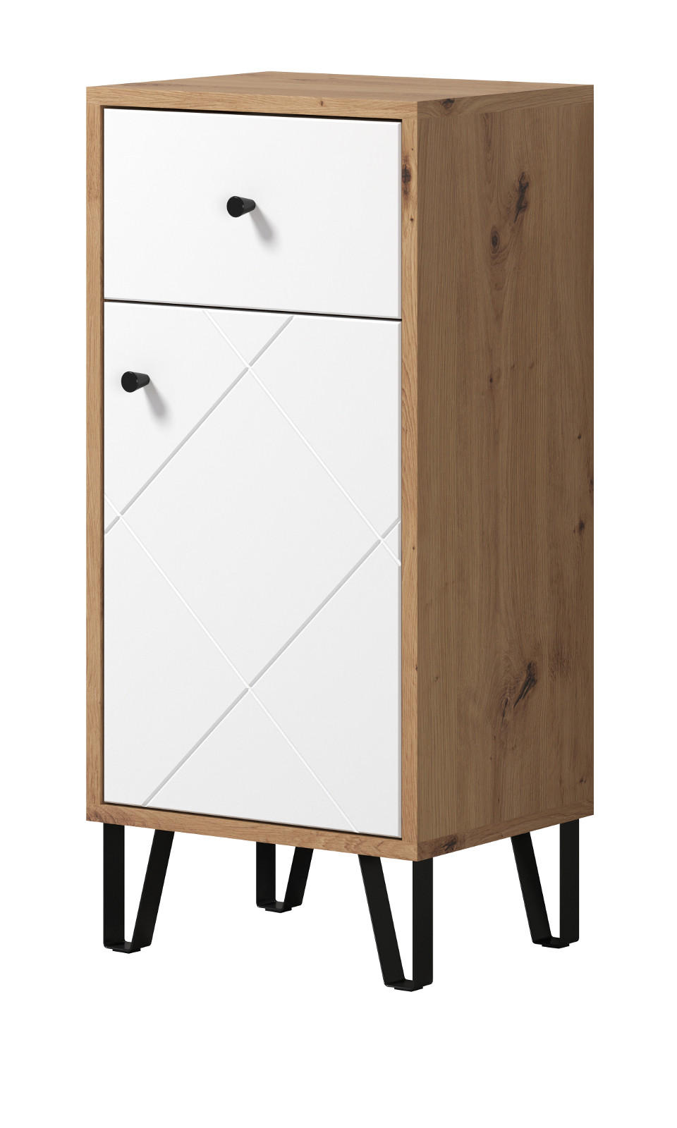 Top.Furn Badkommode Eiche Artisan, Weiß 36x79x29 cm