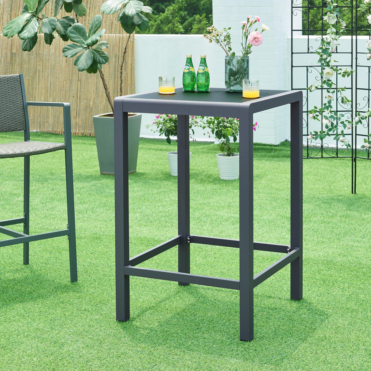 OUTDOOR-BARTISCH Avise - Anthrazit, Glas/Metall (70/70/108cm) - casa.pro