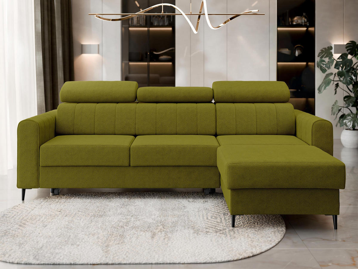 ECKSOFA Toronto III - Schwarz/Grün, Holz/Kunststoff (250/169cm) - MIRJAN24