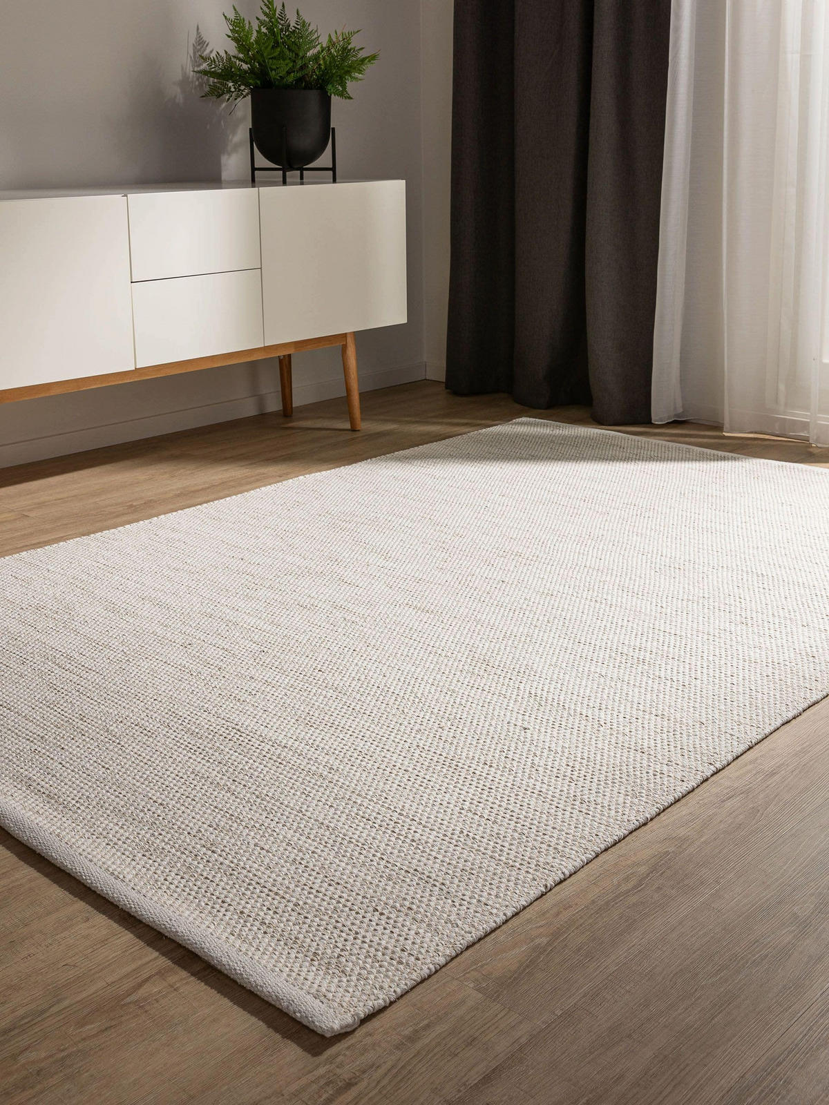 BAUMWOLLTEPPICH Ron handgewebt 140x200 cm - Creme, Naturmaterialien/Textil (140/200cm) - benuta