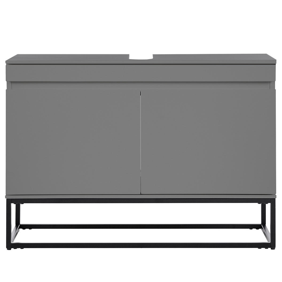 WASCHBECKENUNTERSCHRANK - Dunkelgrau/Schwarz, Holzwerkstoff/Metall (80/57/30cm) - home24