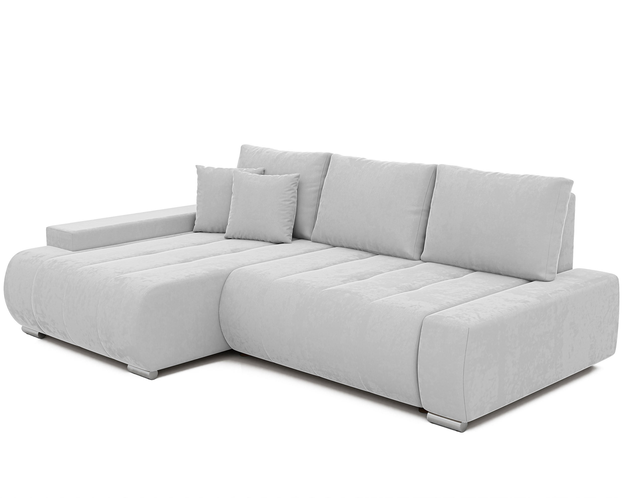ECKSOFA NIKO Links, mit Schlaffunktion und Bettkasten, Hellgrau - Hellgrau, Textil (227/153cm) - Idohome