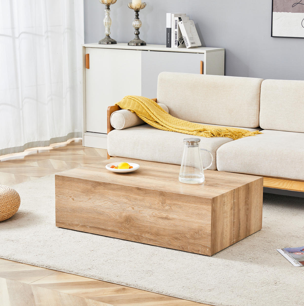 KLUBSKA miza, 90/50/30 cm, MDF v videzu lesa - naravne barve, leseni material (90/50/30cm) - BEAOK