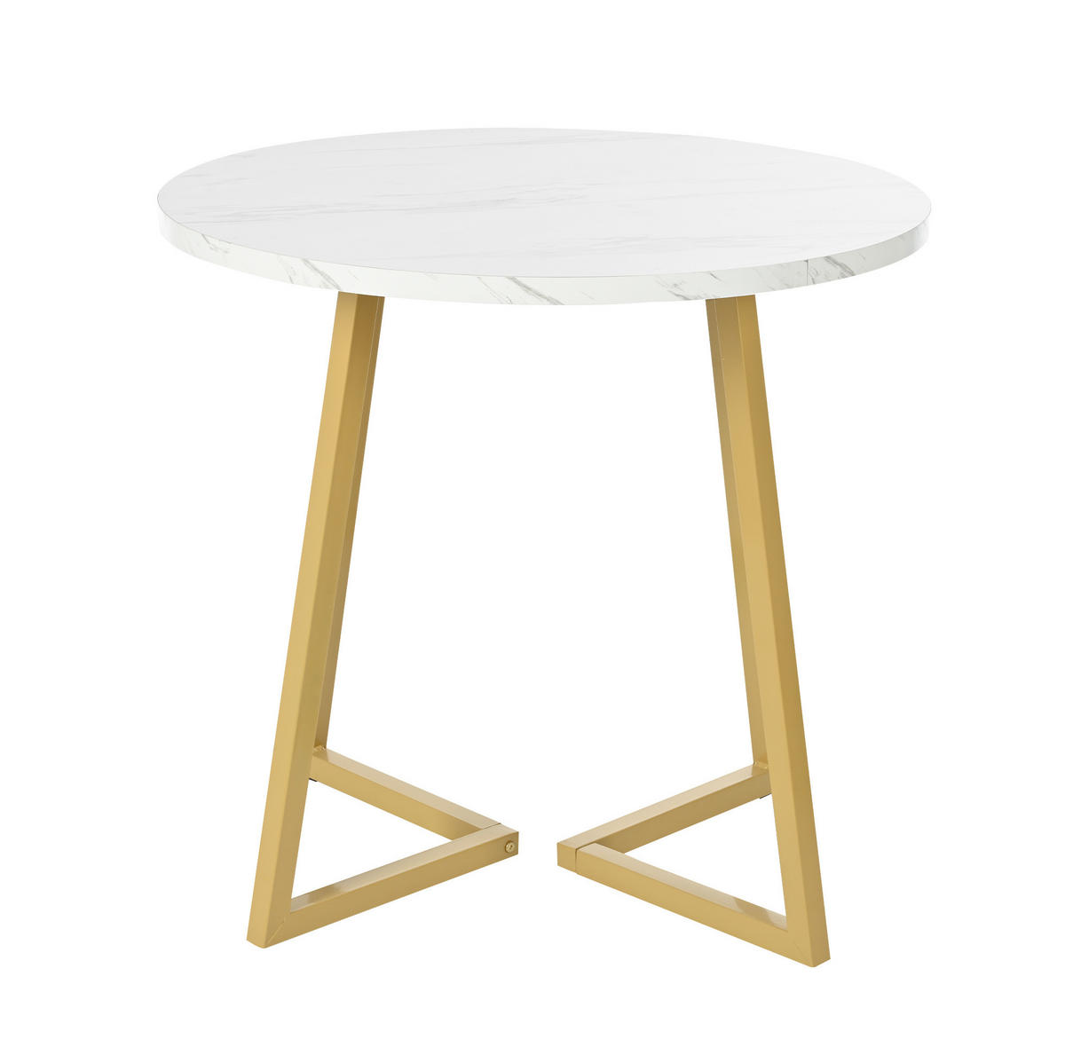 JÍDELNÍ stůl 80/75 cm bílý z MDF a kovu s mramorovým dekorem - bílá, kompozitní dřevo (80/80/75cm) - OKWISH