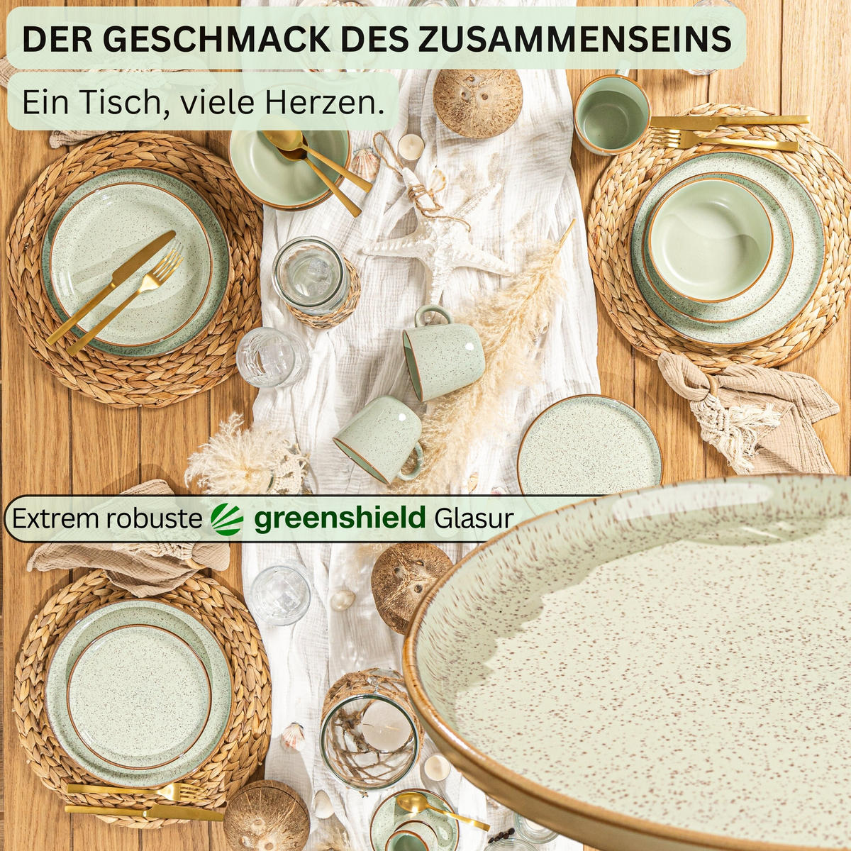 SPEISETELLER RIO MINZE - 4 teilig aus Steingut - Grün, Keramik (13cm) - Sänger